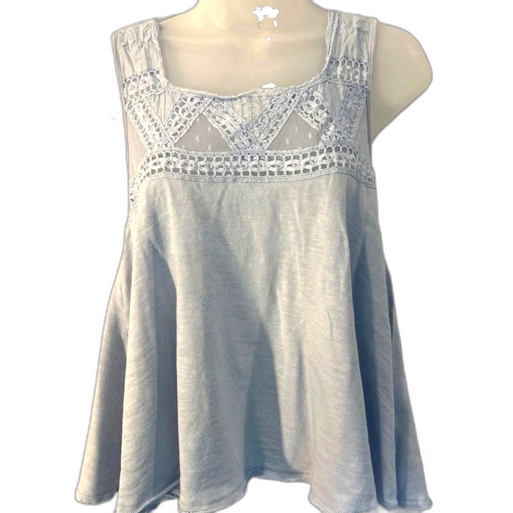 Free People Costa Mesh Babydoll Tank pale blue - Picture 3 of 5